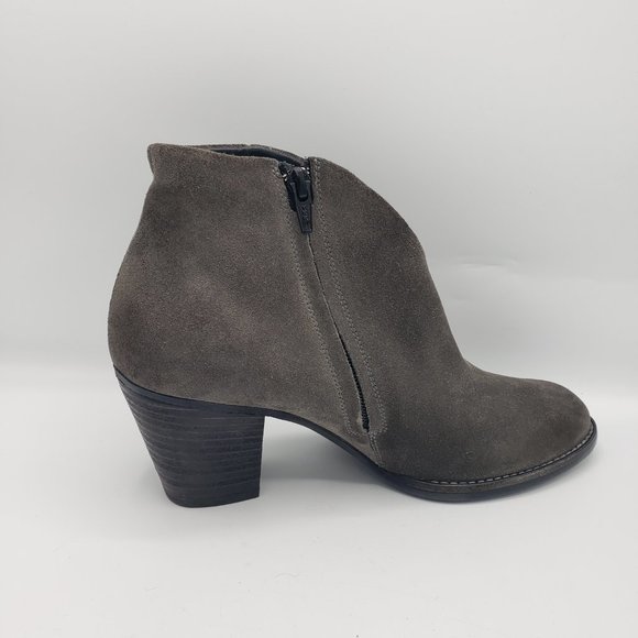 Paul Green Delgado Ankle Boots 9 Gray Suede Side Zip Round Toe Block Heel - Picture 7 of 11